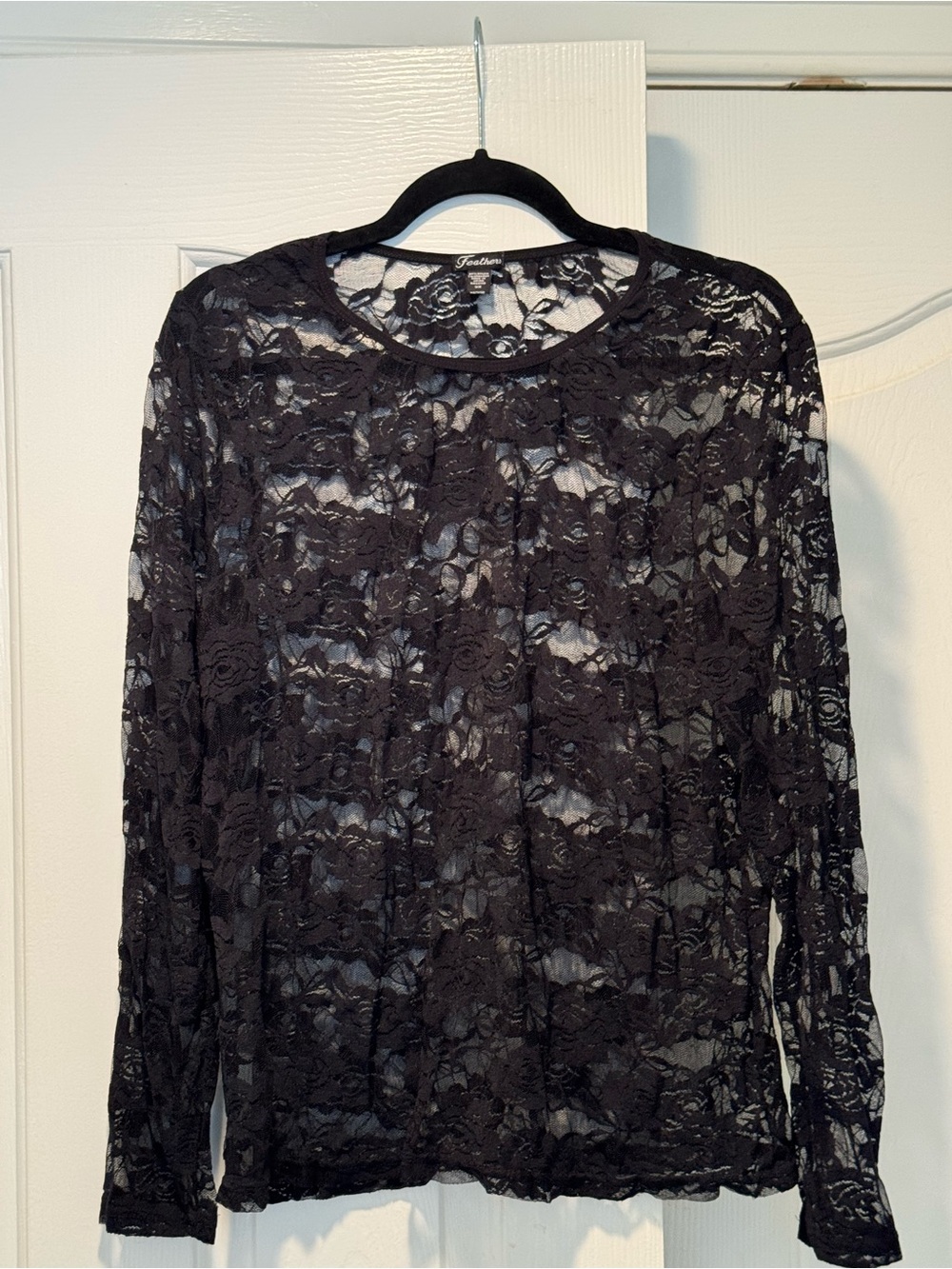 Feathers Black Lace Floral Blouse